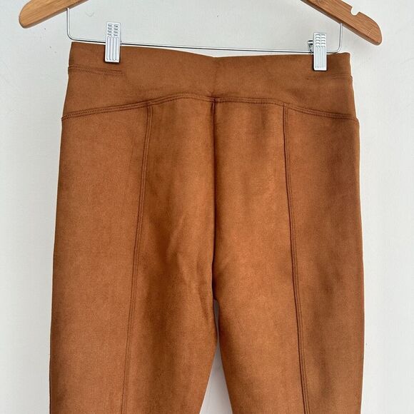 SPANX Faux Suede Leggings Womens Medium High Waist Slimming Pull On Rich Caramel - Picture 8 of 12